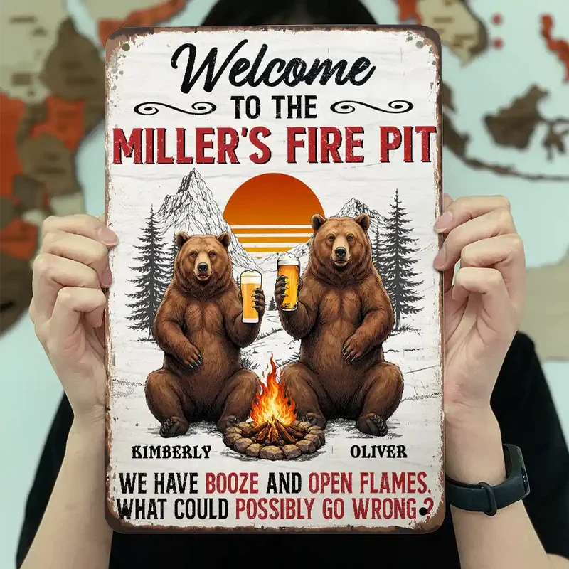 Personalized Rectangular Iron Sign Welcome To Our Fire Pit With Funny Quote, Rustic Camp Decor, Unique Gift - Image 3