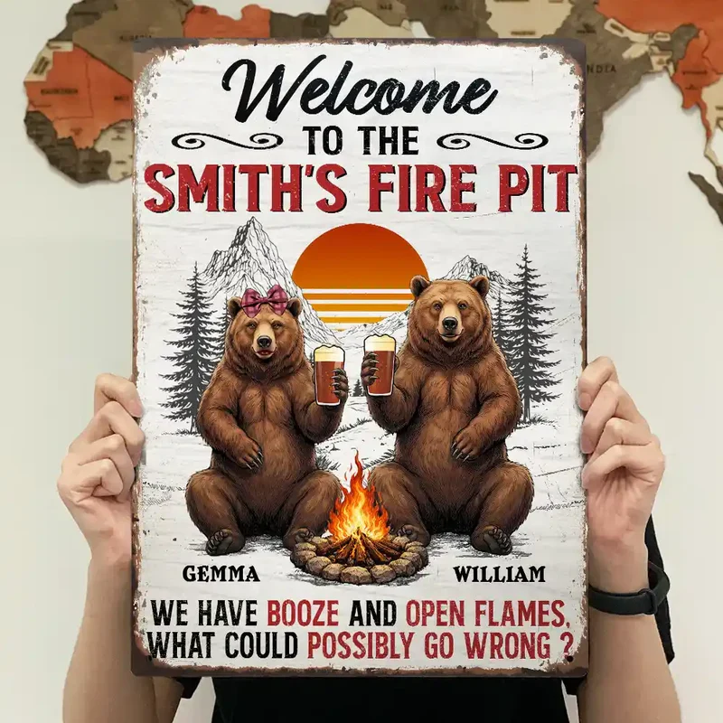 Personalized Rectangular Iron Sign Welcome To Our Fire Pit With Funny Quote, Rustic Camp Decor, Unique Gift - Image 4