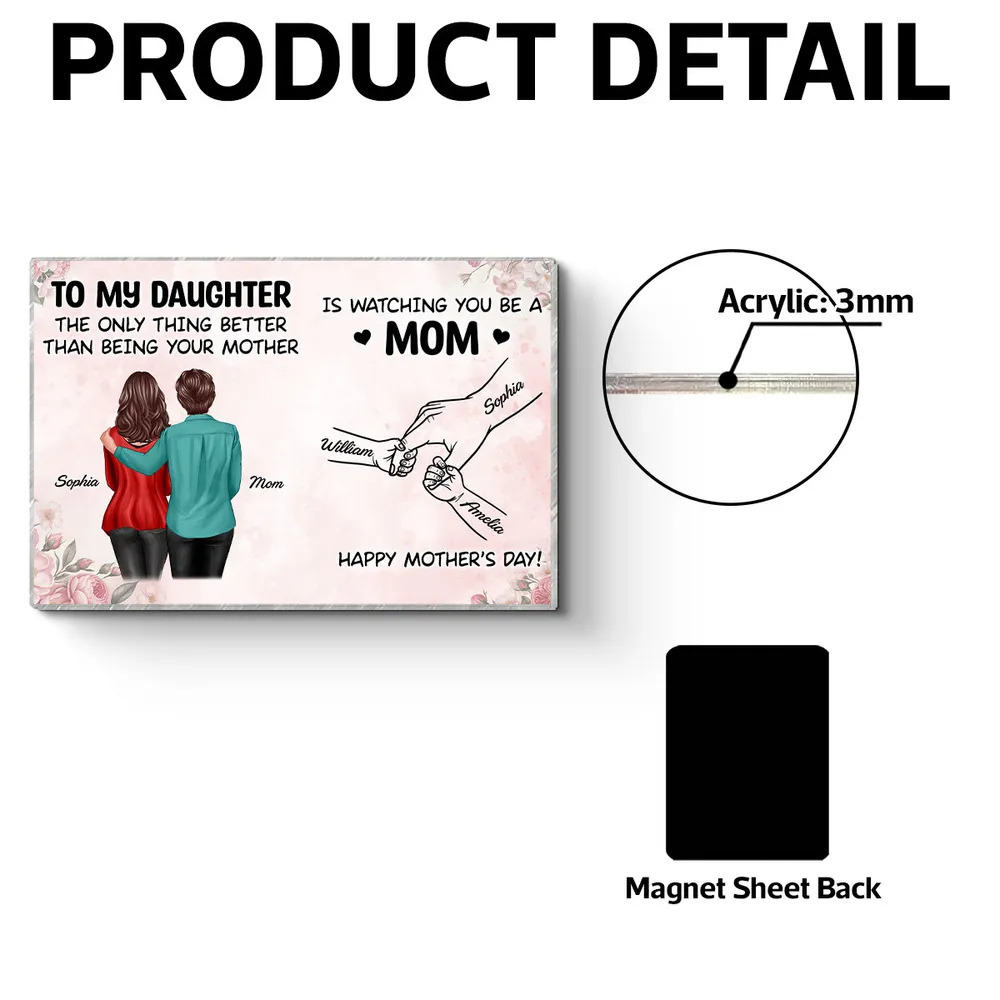 Personalized Acrylic Fridge Magnet, Mother and Daughter Hugging Art, Sweet Mother's Day Gift Idea - Image 6
