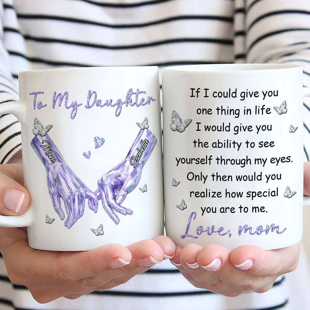 To My Daughter Ceramic Mug, Personalized Keepsake with Heartwarming Message and Butterflies - Thoughtful Gift - Image 3