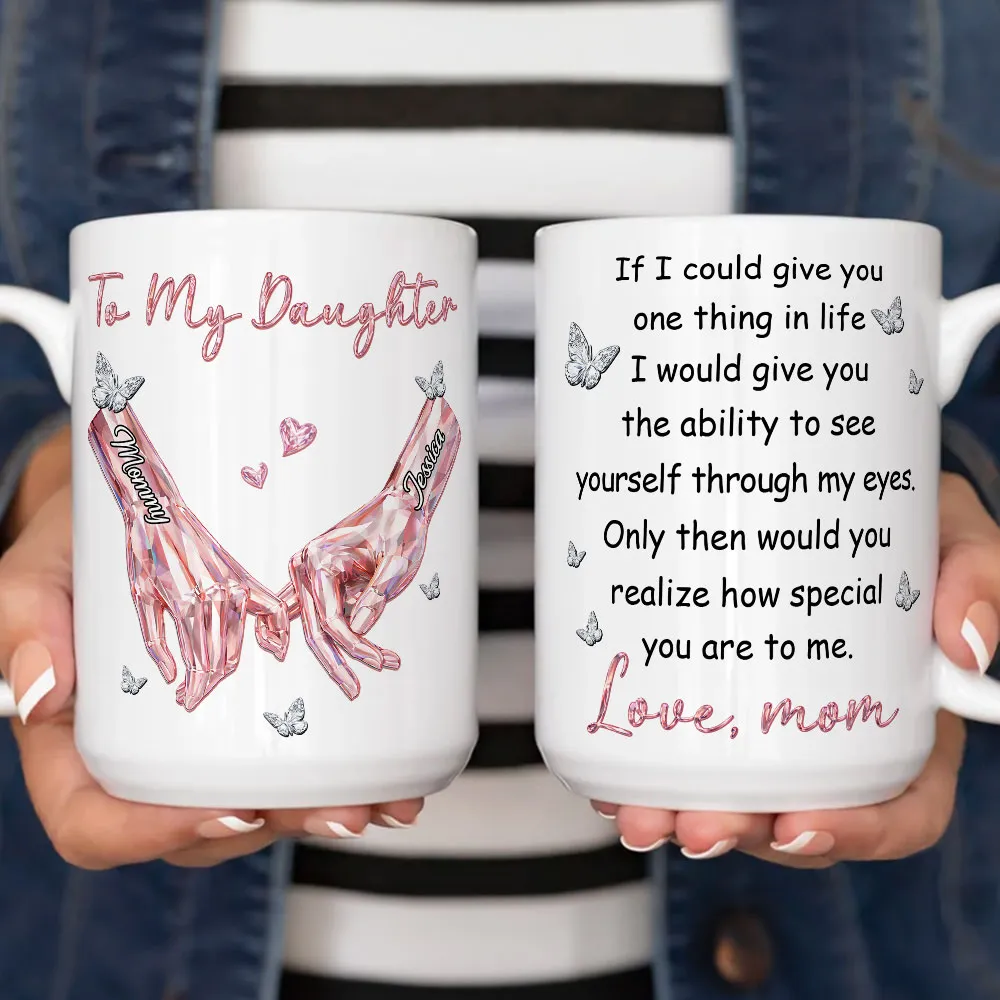To My Daughter Ceramic Mug, Personalized Keepsake with Heartwarming Message and Butterflies - Thoughtful Gift - Image 4
