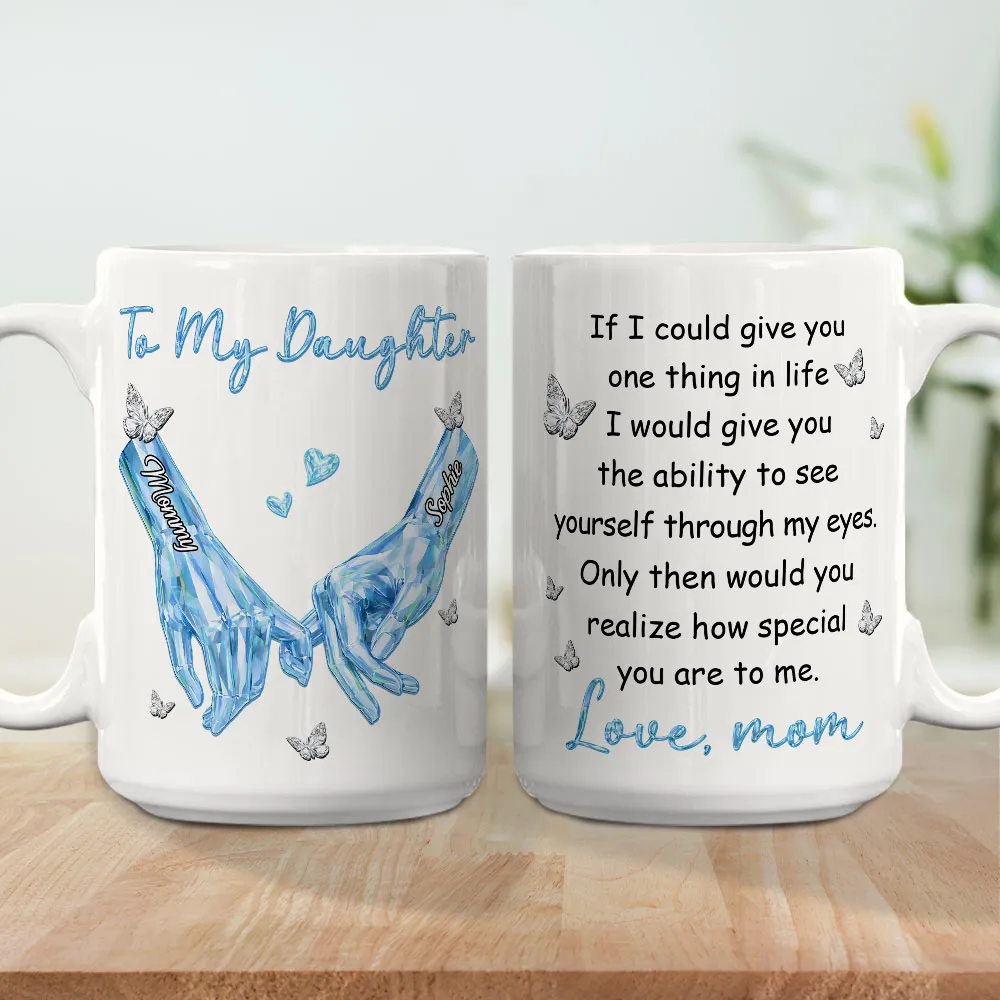 To My Daughter Ceramic Mug, Personalized Keepsake with Heartwarming Message and Butterflies - Thoughtful Gift - Image 5