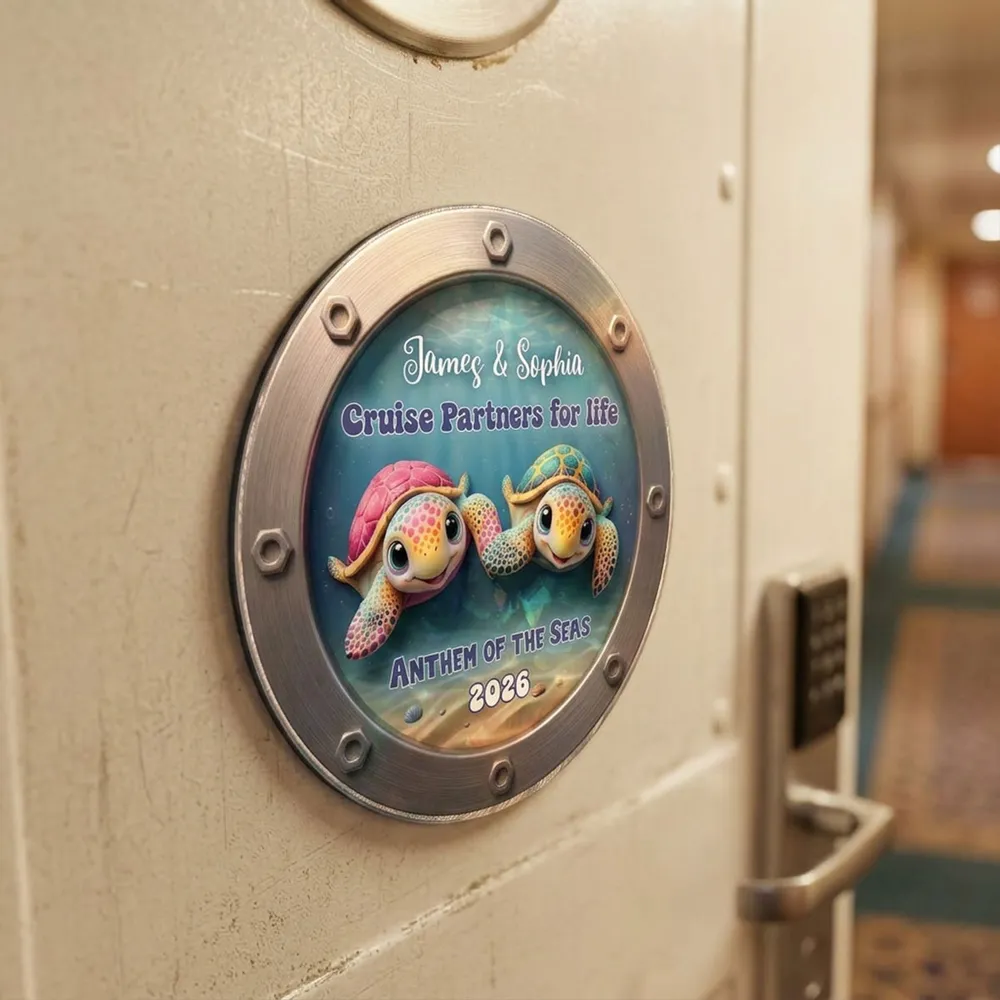 Acrylic Magnet Personalized for Cruise Partners, Colorful Turtle Porthole Design, Sweet Gift Idea for Wife or Husband - Image 6
