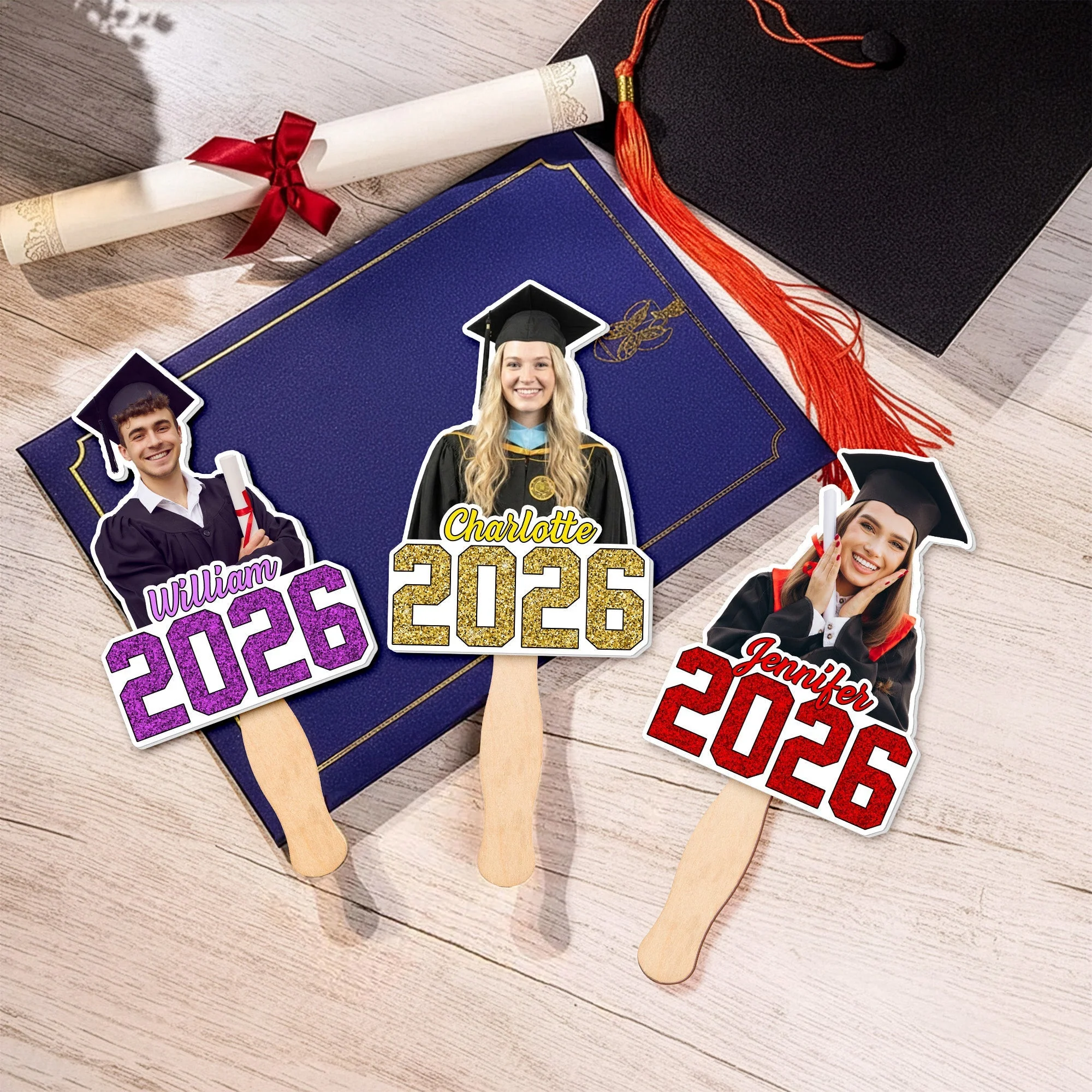 Personalized Graduation Fan with Custom Face & Name - Class Celebration Keepsake, Unique Gift for a Grad - Image 4