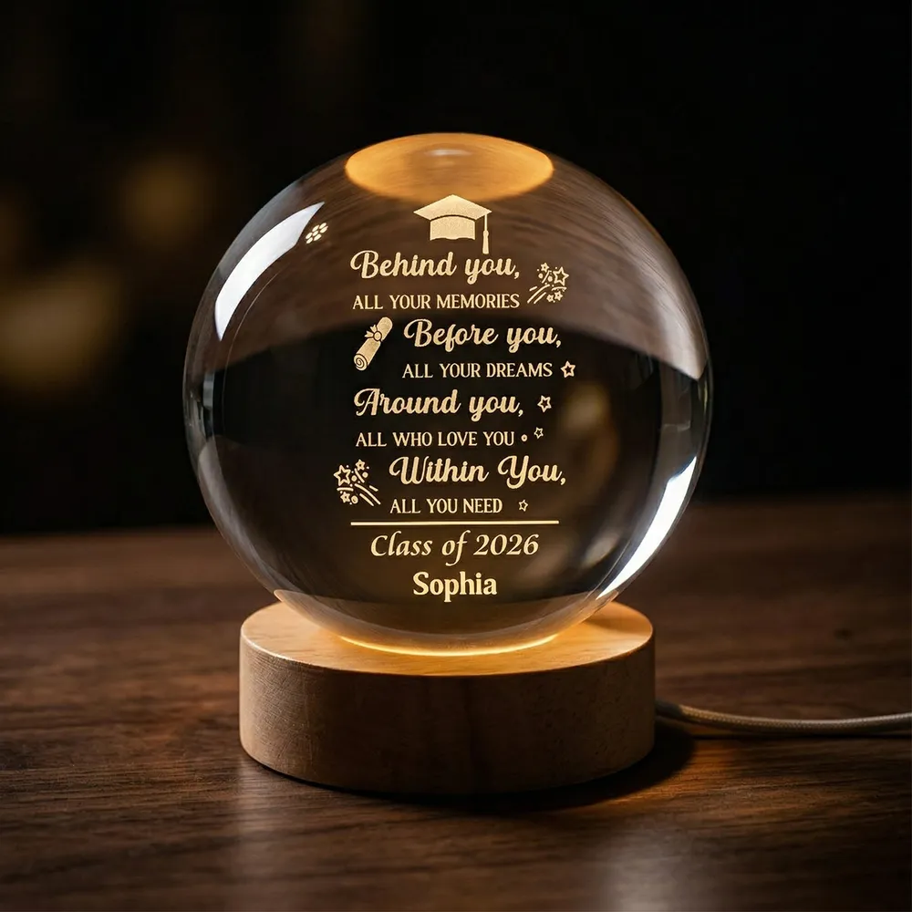 Behind You Before You Quote 1-Color K5 Globe Lamp, Personalized Graduation Night Light, Heartwarming Unique Gift for Son or Daughter - Image 3
