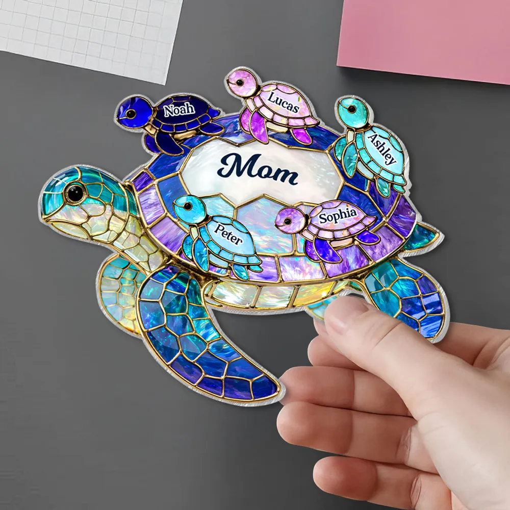 Mom Sea Turtle Acrylic Fridge Magnet, Personalized Family Keepsake, Bright Kitchen Decor, Thoughtful Gift for Her - Image 7