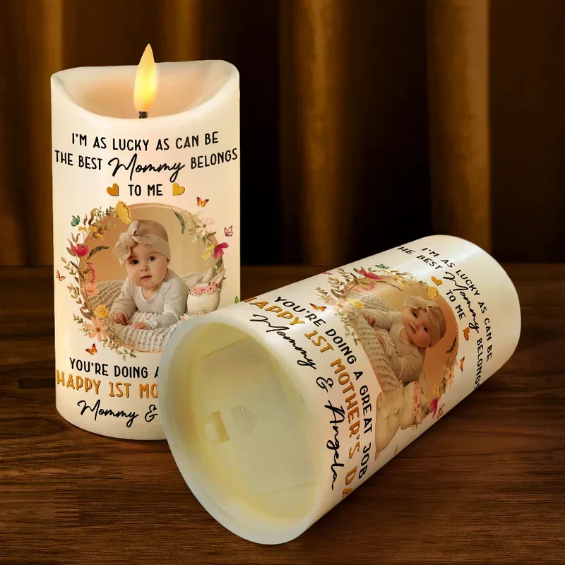 Personalized Flameless LED Candle with Baby Photo and Mommy Quote - Unique Mother's Day Gift, Warm Glow Keepsake - Image 4