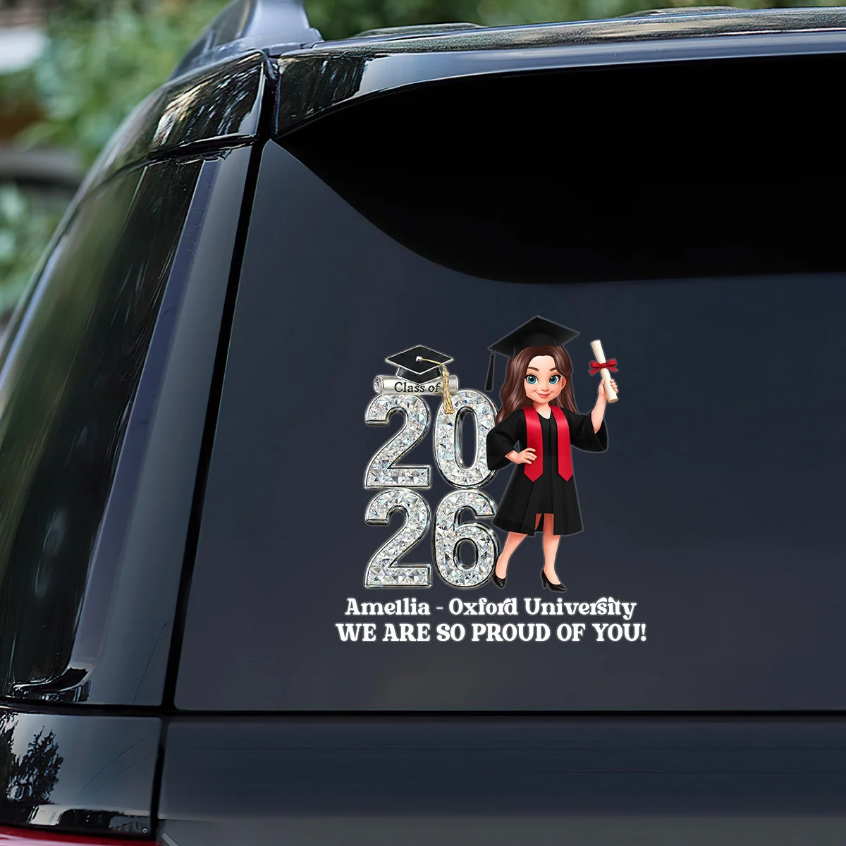 Personalized Graduation Sticker Decal Class of 20 26 Girl Holding Diploma Proud Message Unique Gift - Image 5