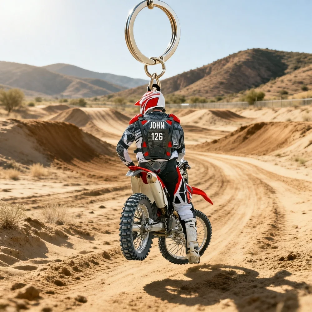 Personalized Motocross Rider Acrylic Keychain With Custom Name And Number Cool Accessory Unique Gift For Riders - Image 3