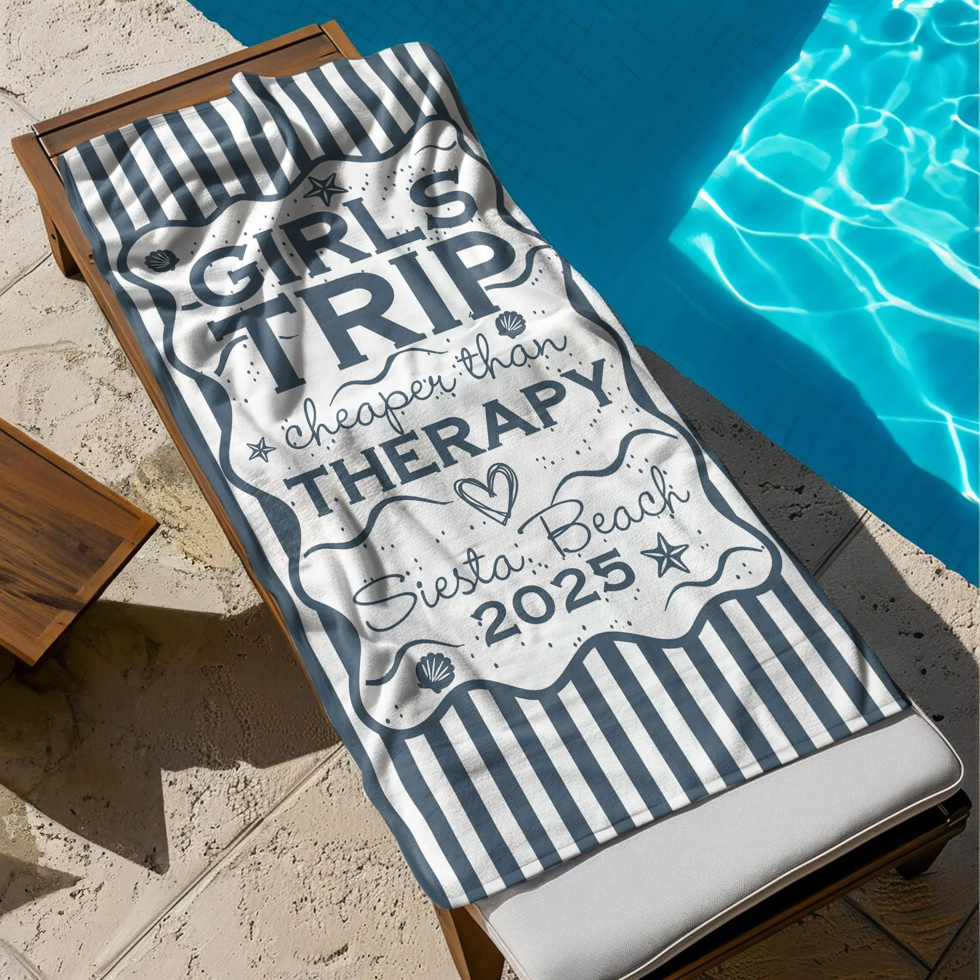 Personalized Girls Trip Beach Towel, Custom Besties Trip Design for Beach Days, Unique Colorful Gift for Friends - Image 3