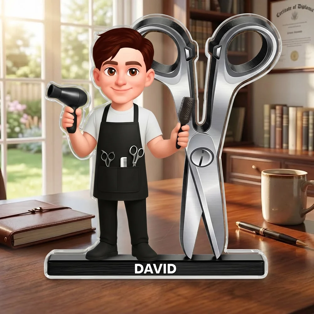 Personalized Hairdresser "Mini-Me" Gift - Custom Salon Decor - Choose Your Style: Premium Acrylic, Natural Wood, or Cup - Image 3