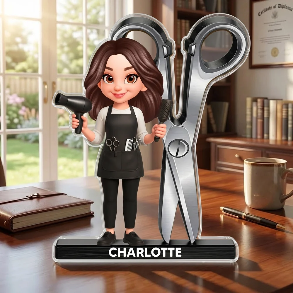 Personalized Hairdresser "Mini-Me" Gift - Custom Salon Decor - Choose Your Style: Premium Acrylic, Natural Wood, or Cup - Image 7