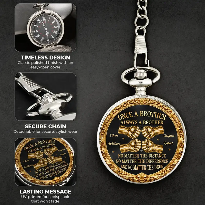 Personalized Pocket Watch Vintage Fist Bump Brothers Quote Keepsake, Unique Gift for Brother or Best Friend - Image 7