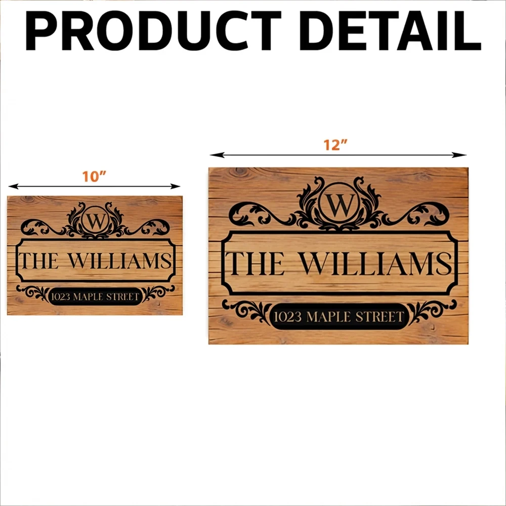 Personalized Wooden Sign with Vintage Family Monogram and Address Look for a Unique Housewarming Gift - Image 4