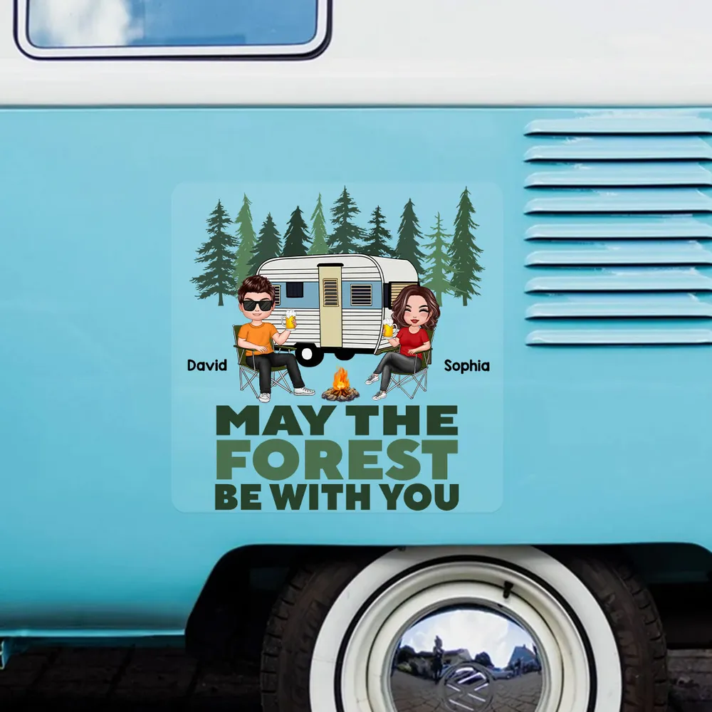 Personalized Camping Couple Sticker Decal for Car or RV Window - May The Forest Be With You Unique Gift - Image 3