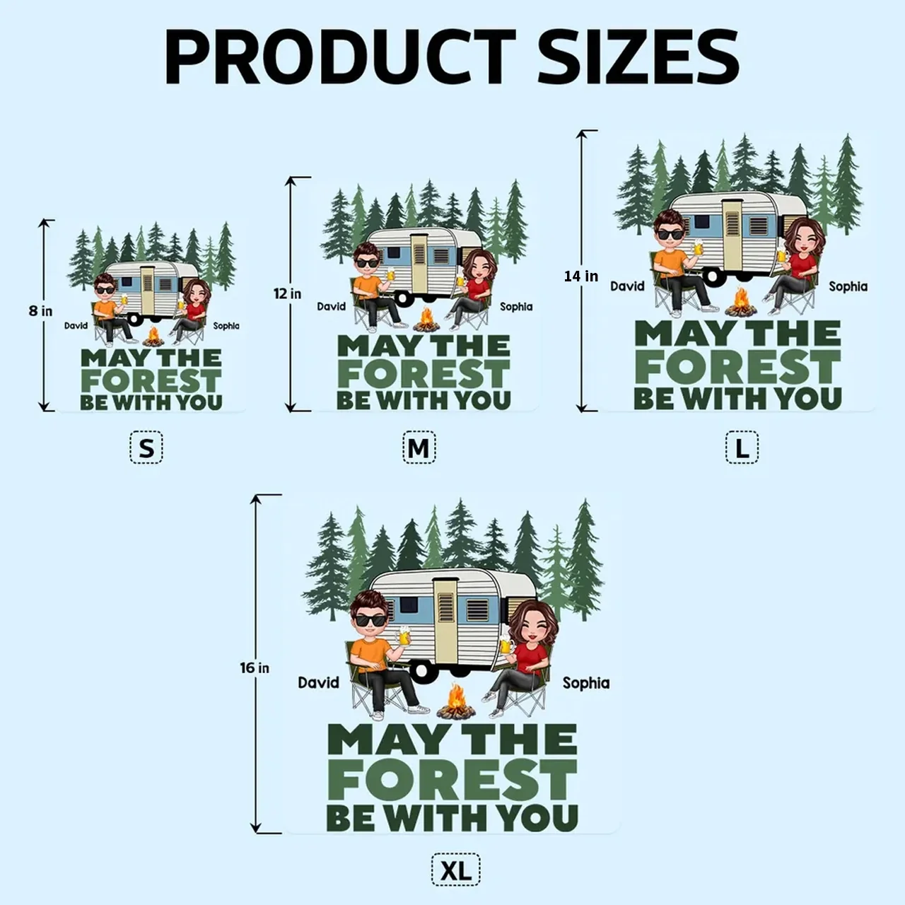 Personalized Camping Couple Sticker Decal for Car or RV Window - May The Forest Be With You Unique Gift - Image 4