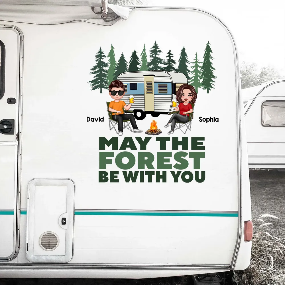 Personalized Camping Couple Sticker Decal for Car or RV Window - May The Forest Be With You Unique Gift - Image 5
