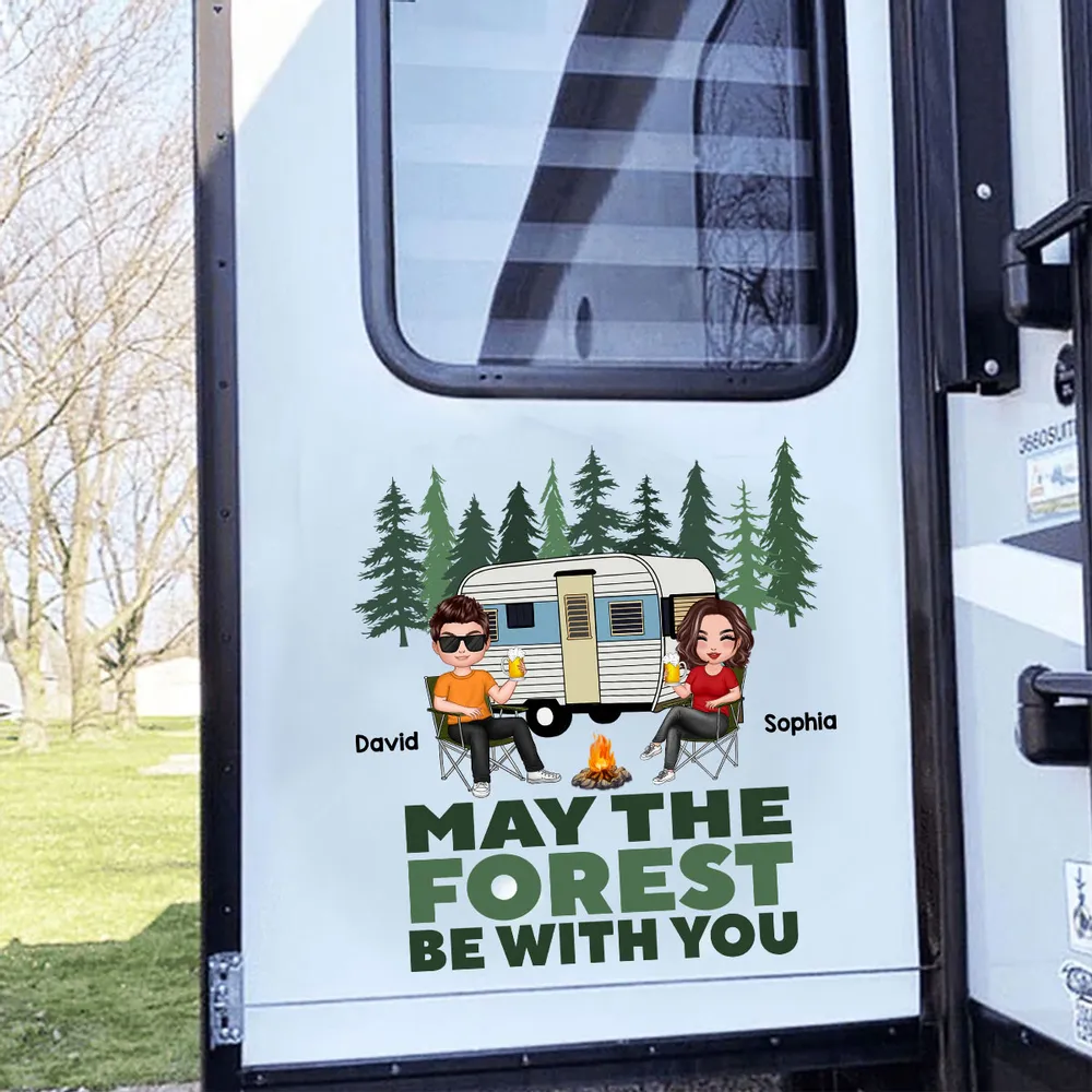 Personalized Camping Couple Sticker Decal for Car or RV Window - May The Forest Be With You Unique Gift - Image 6