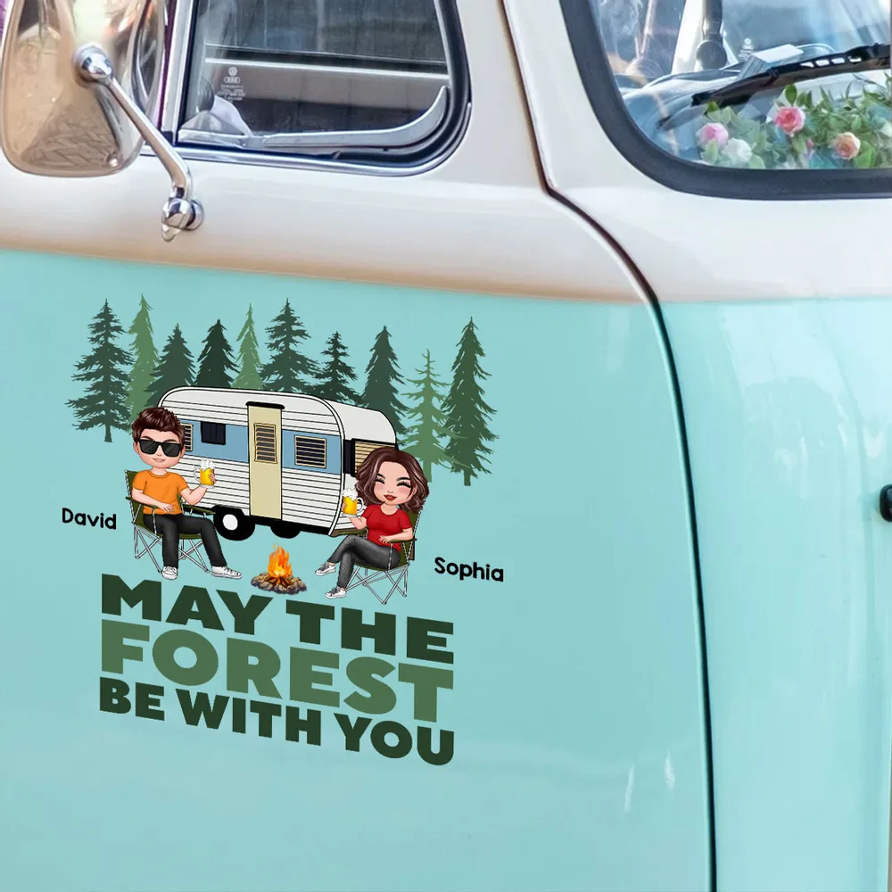 Personalized Camping Couple Sticker Decal for Car or RV Window - May The Forest Be With You Unique Gift - Image 7