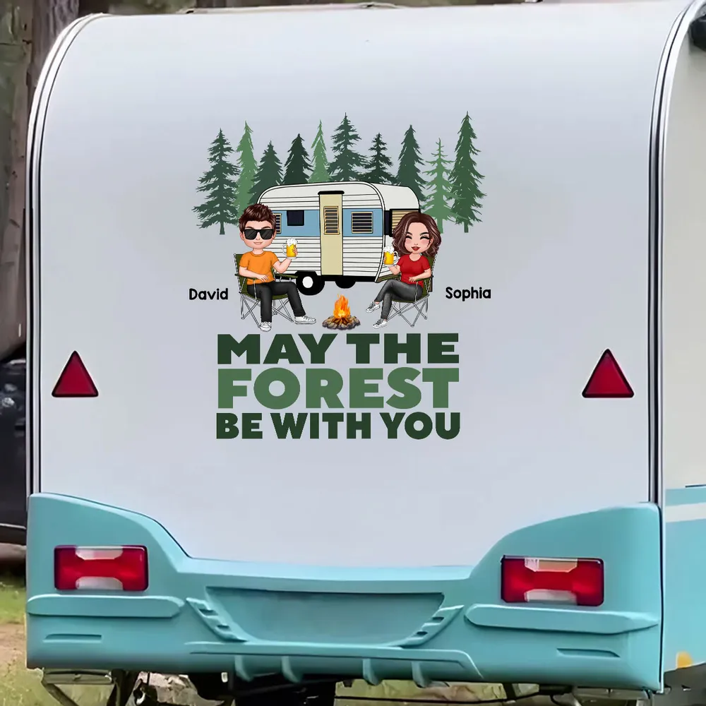 Personalized Camping Couple Sticker Decal for Car or RV Window - May The Forest Be With You Unique Gift - Image 8