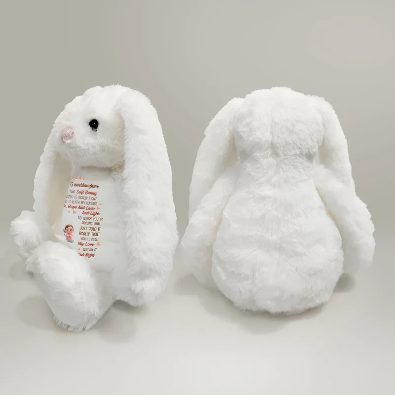 Personalized Plush Bunny for Granddaughter, Grandma 'I Filled It With My Wishes' Keepsake Gift, Sweet & Comforting - Image 3
