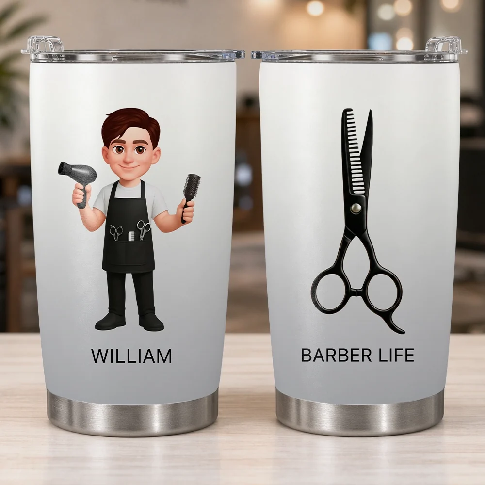 Straight-Sided Cup for Hair Stylists with Scissors Graphic and 'Born to Cut' Quote, Personalized Creative Gift - Image 3