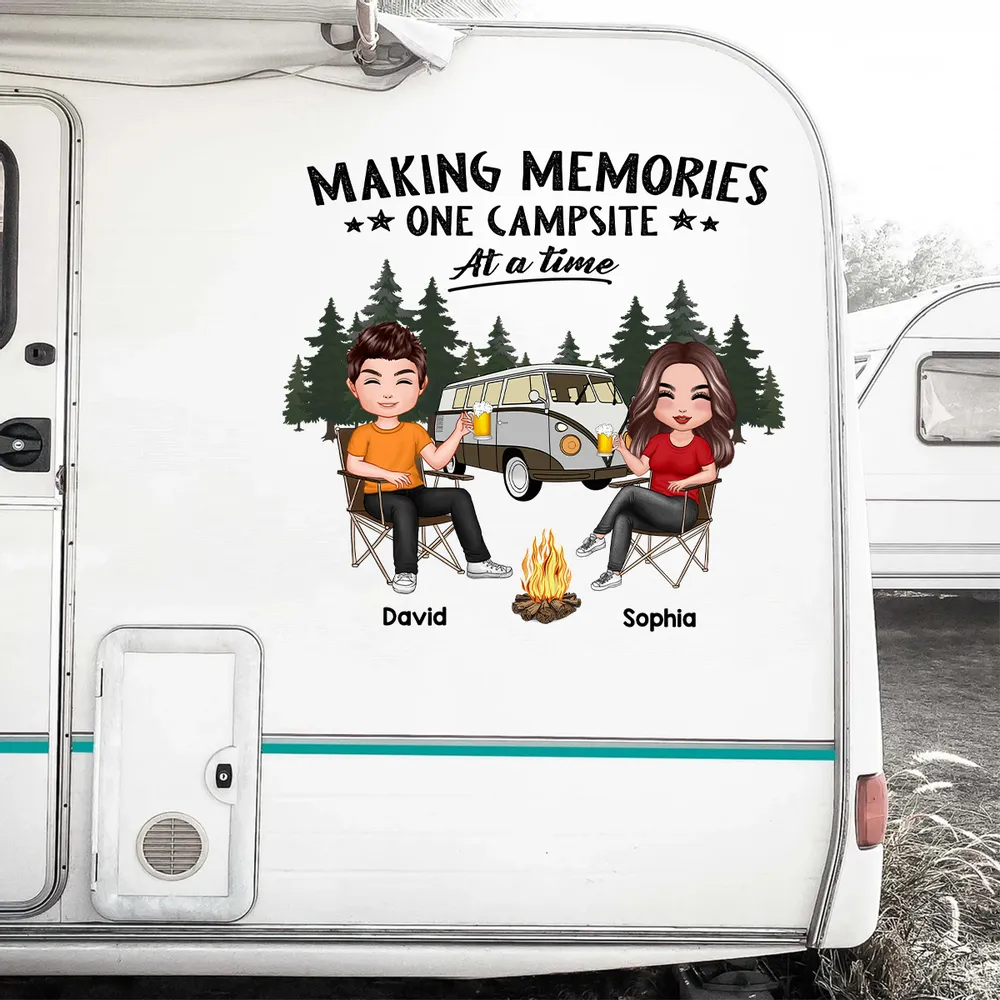 Personalized Camping Couple Sitting Sticker Decal for RV or Camper - Making Memories One Campsite at a Time Unique Gift - Image 5
