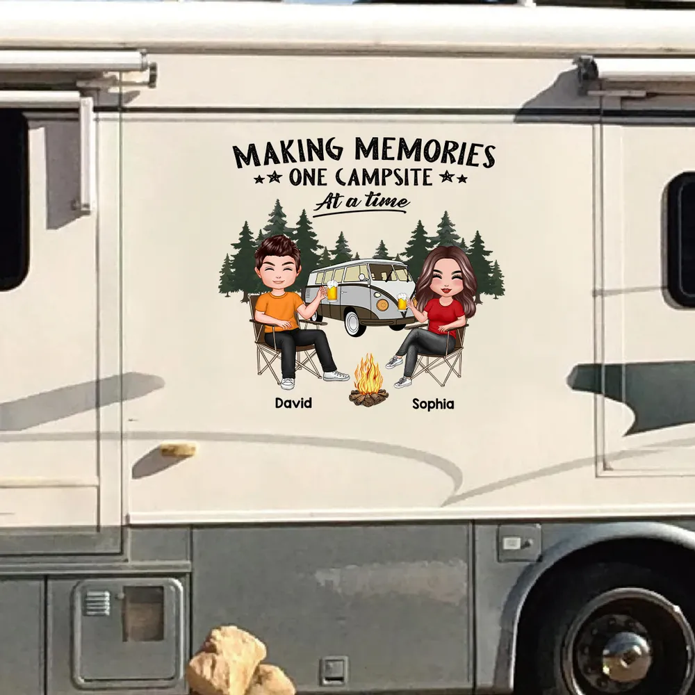 Personalized Camping Couple Sitting Sticker Decal for RV or Camper - Making Memories One Campsite at a Time Unique Gift - Image 6