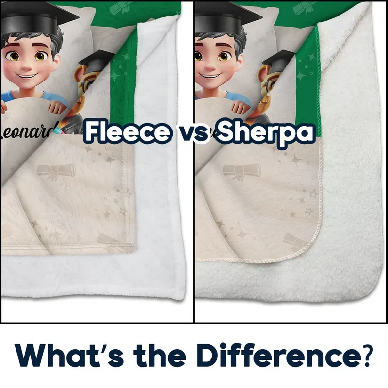 Personalized Graduation Fleece Blanket, I Graduated Can I Go Back To Bed Now, Cute Cartoon Grad Gift - Image 4