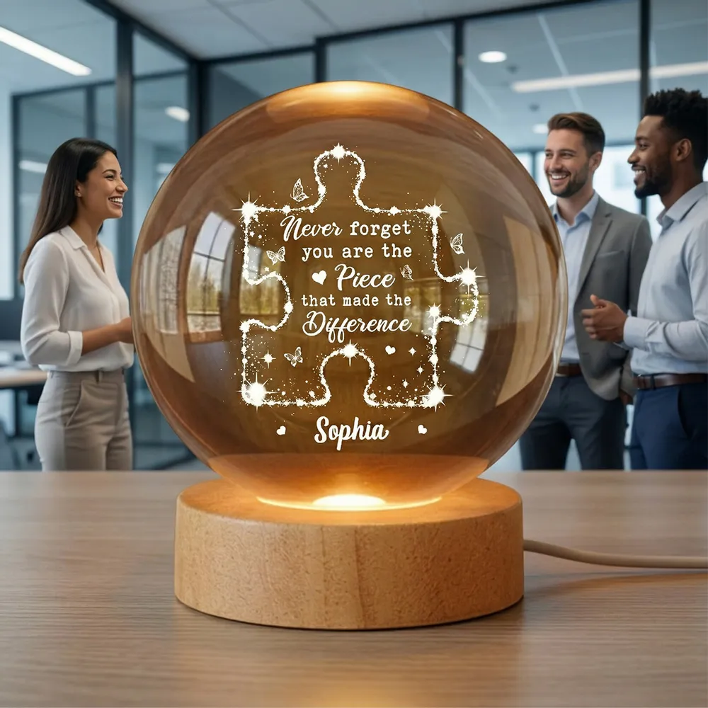Personalized Globe Lamp, Puzzle Piece Quote, Unique Gift for Coworker, Teacher & Mentor - Image 6