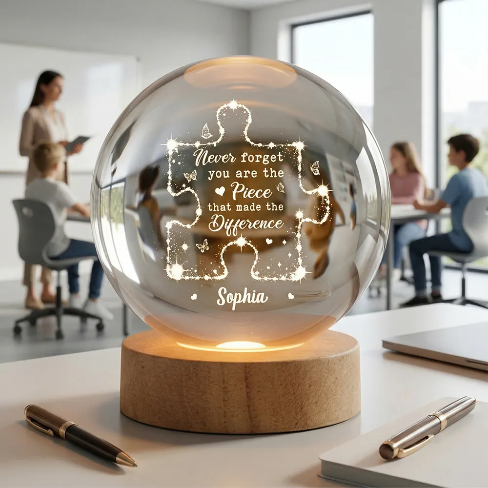 Personalized Globe Lamp, Puzzle Piece Quote, Unique Gift for Coworker, Teacher & Mentor - Image 7