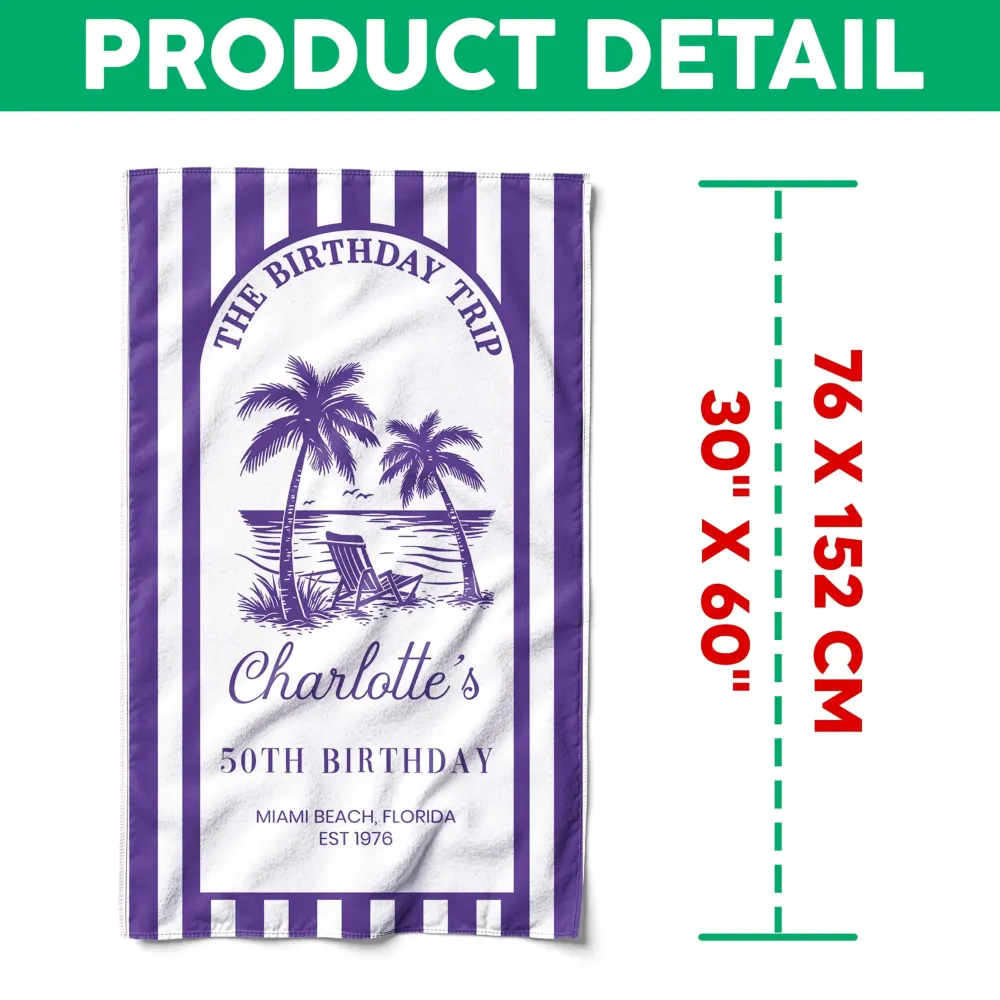 Custom Beach Towel with Pink Tropical Palms, Vacation Vibe for Beach Trip or Cruise, Thoughtful Birthday Gift - Image 8