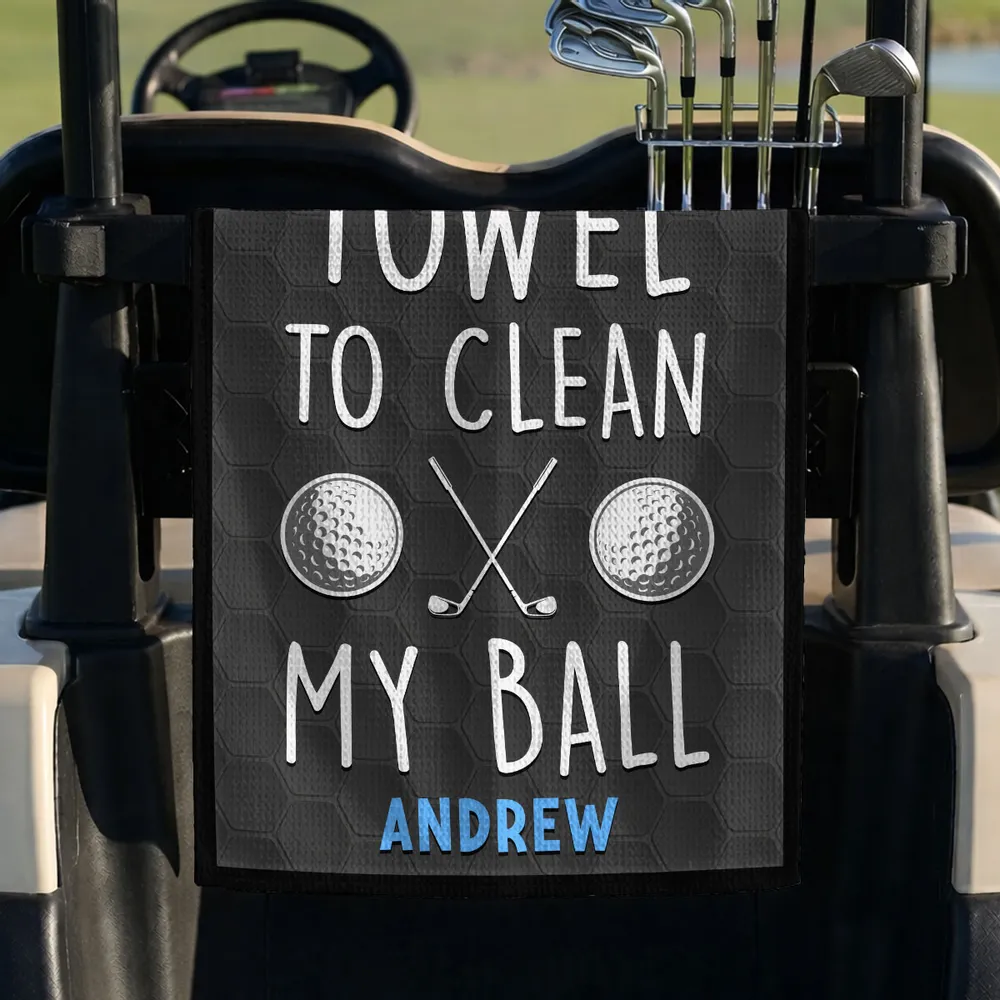 Personalized Waffle Weave Golf Towel Funny 'I Use This Towel To Clean My Ball' Unique Gift for Golfers - Image 5