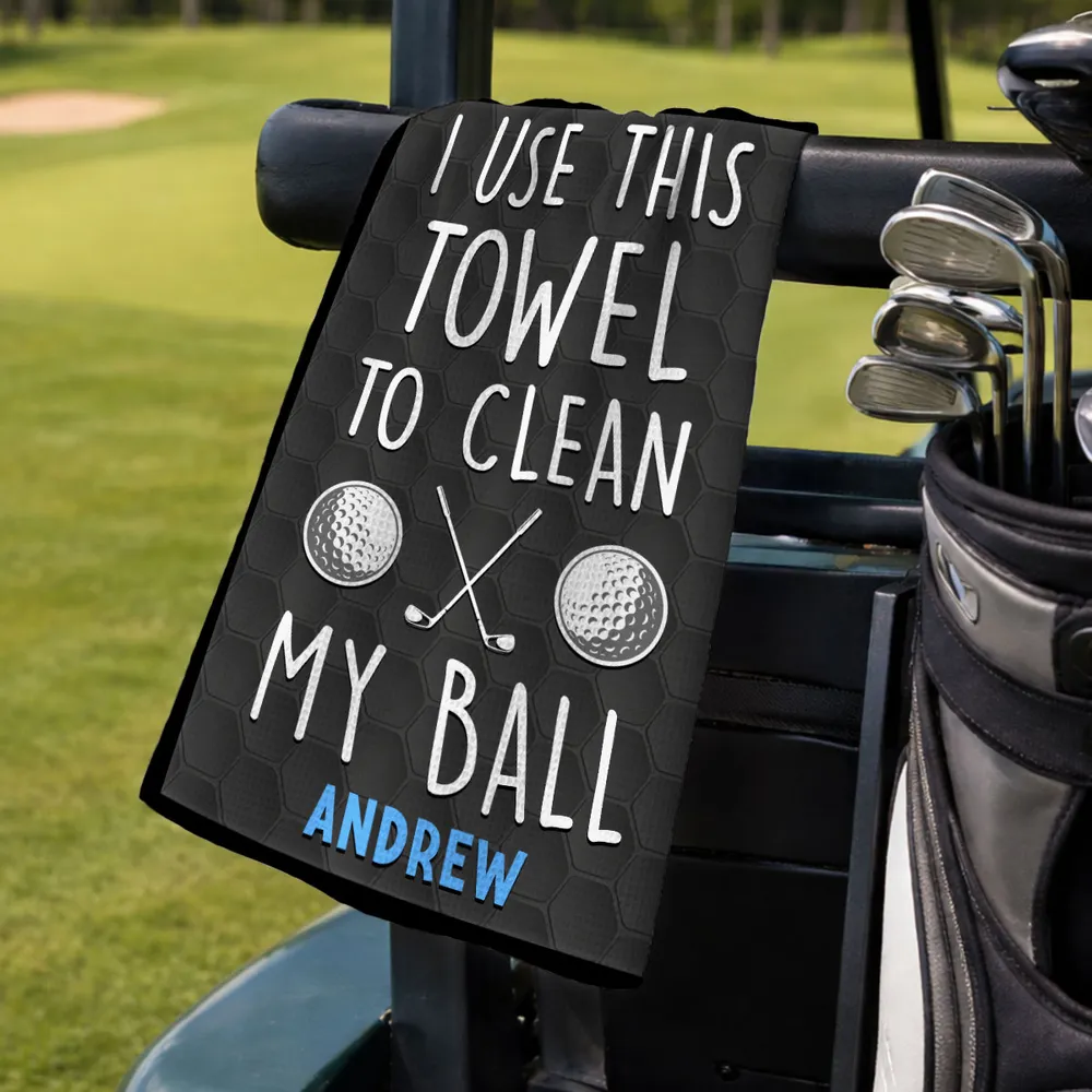 Personalized Waffle Weave Golf Towel Funny 'I Use This Towel To Clean My Ball' Unique Gift for Golfers - Image 6