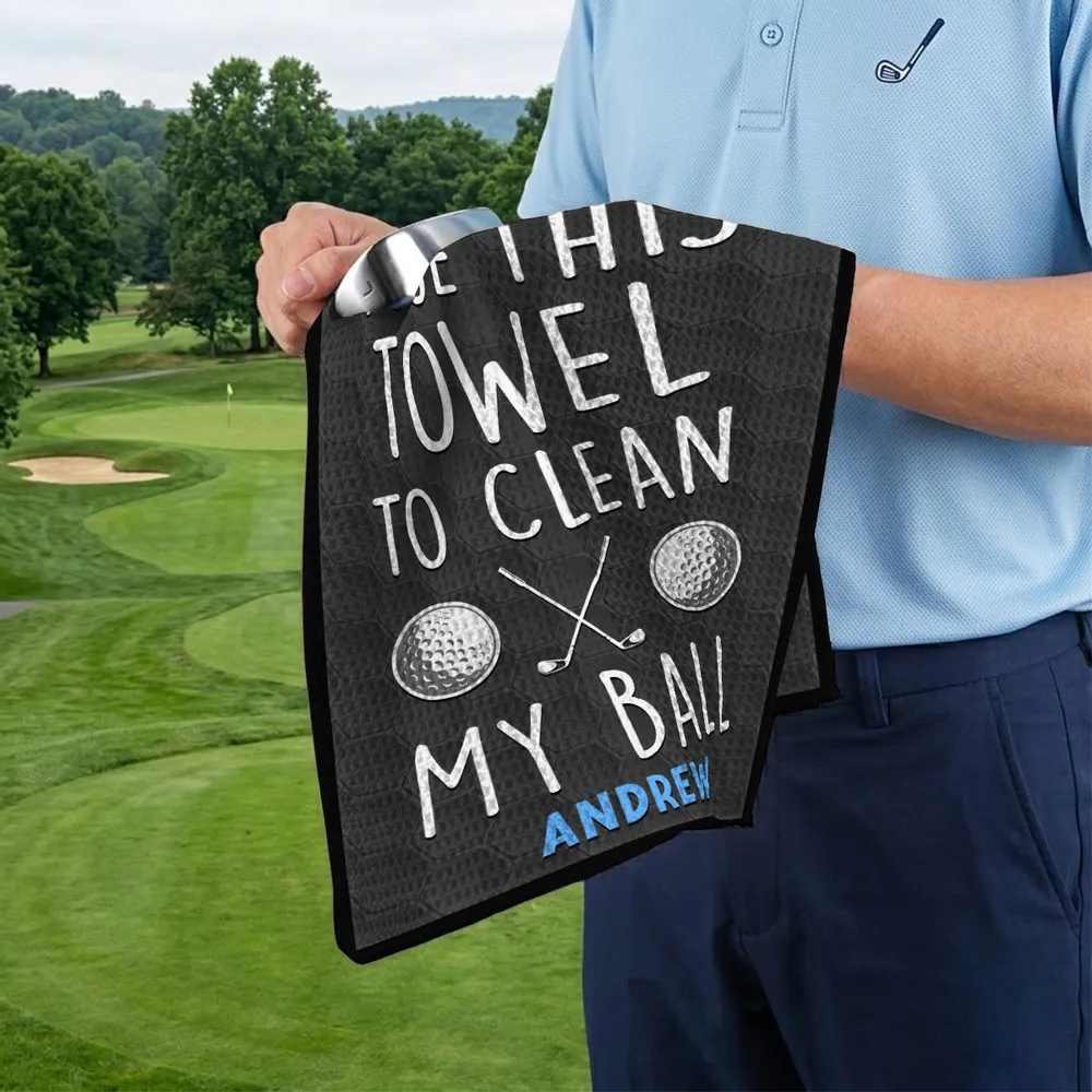 Personalized Waffle Weave Golf Towel Funny 'I Use This Towel To Clean My Ball' Unique Gift for Golfers - Image 7