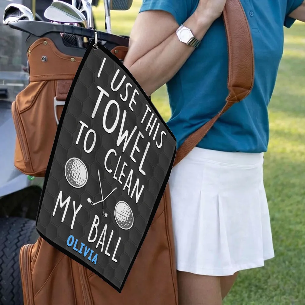 Personalized Waffle Weave Golf Towel Funny 'I Use This Towel To Clean My Ball' Unique Gift for Golfers - Image 8