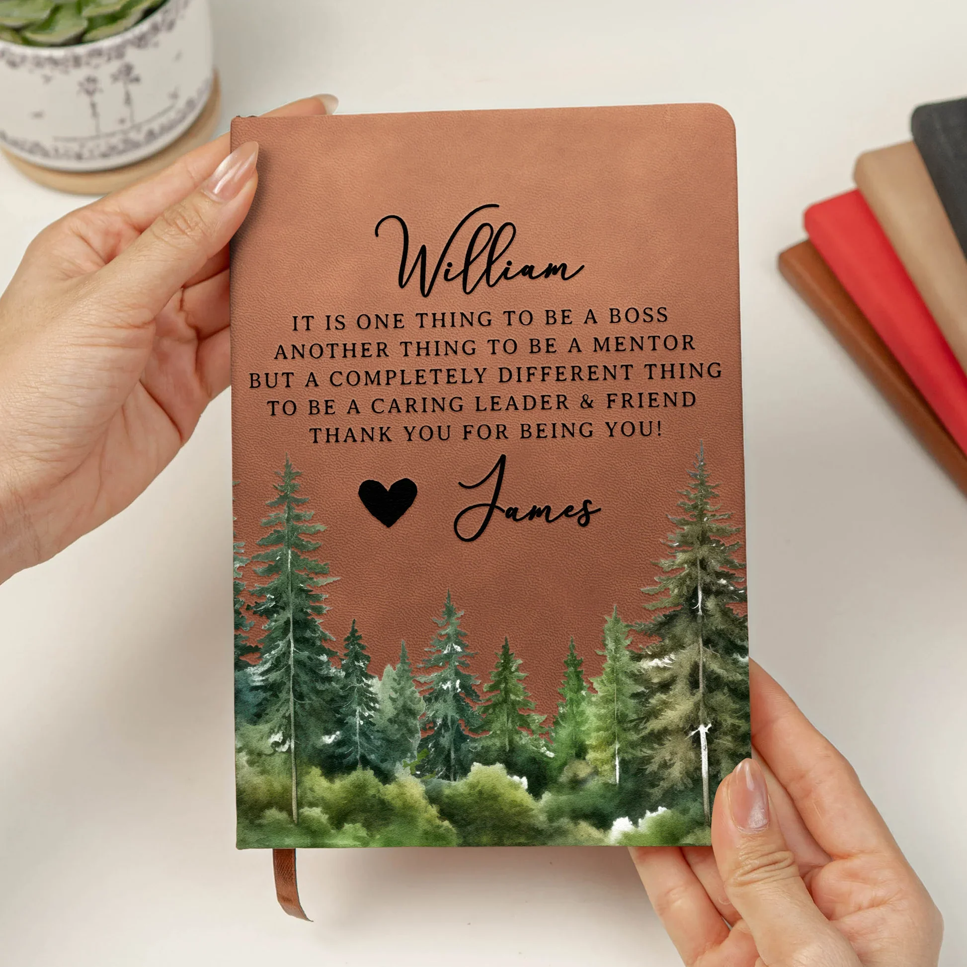 Leather Journal Personalized Appreciation Gift - It Takes A Village Style Thank You Quote for Teacher or Team, Heartwarming Unique Gift - Image 3