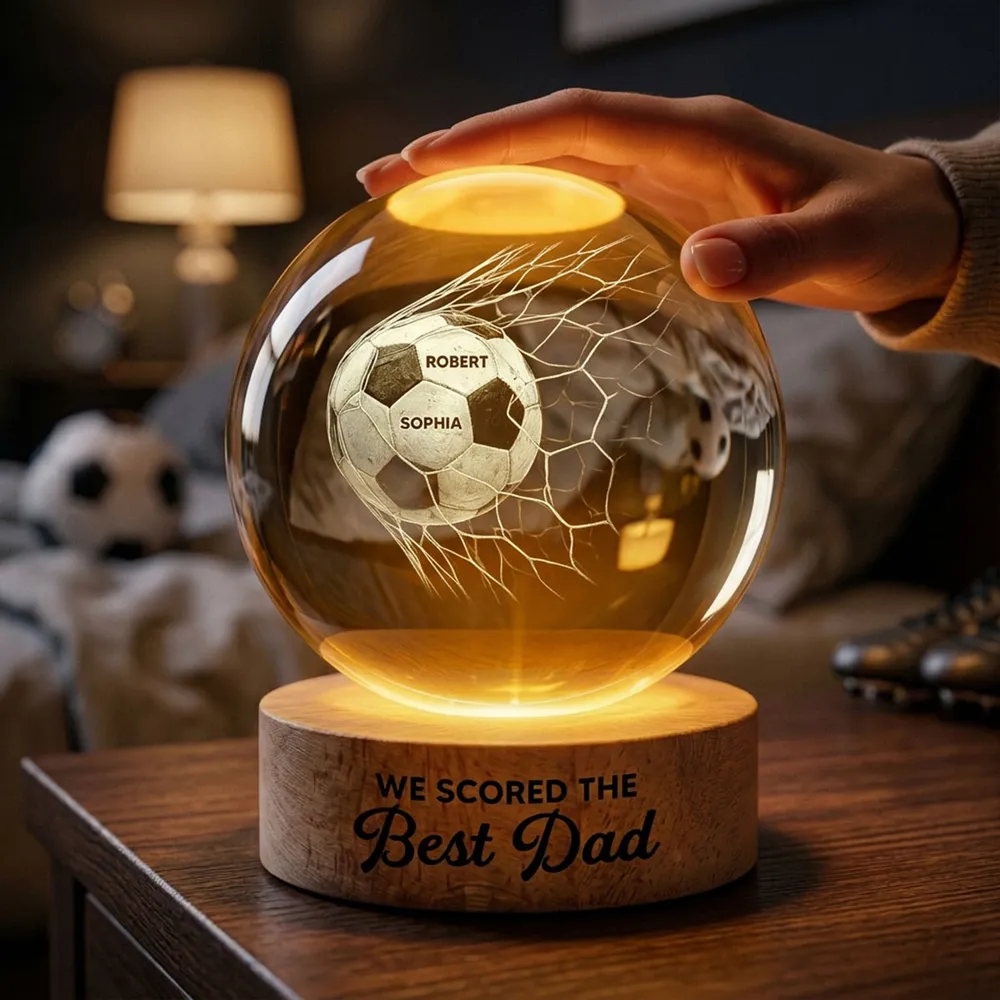 Globe Lamp Soccer Crystal Ball Night Light, Warm Glow Goal Scene, Unique Gift for Best Dad - Image 8