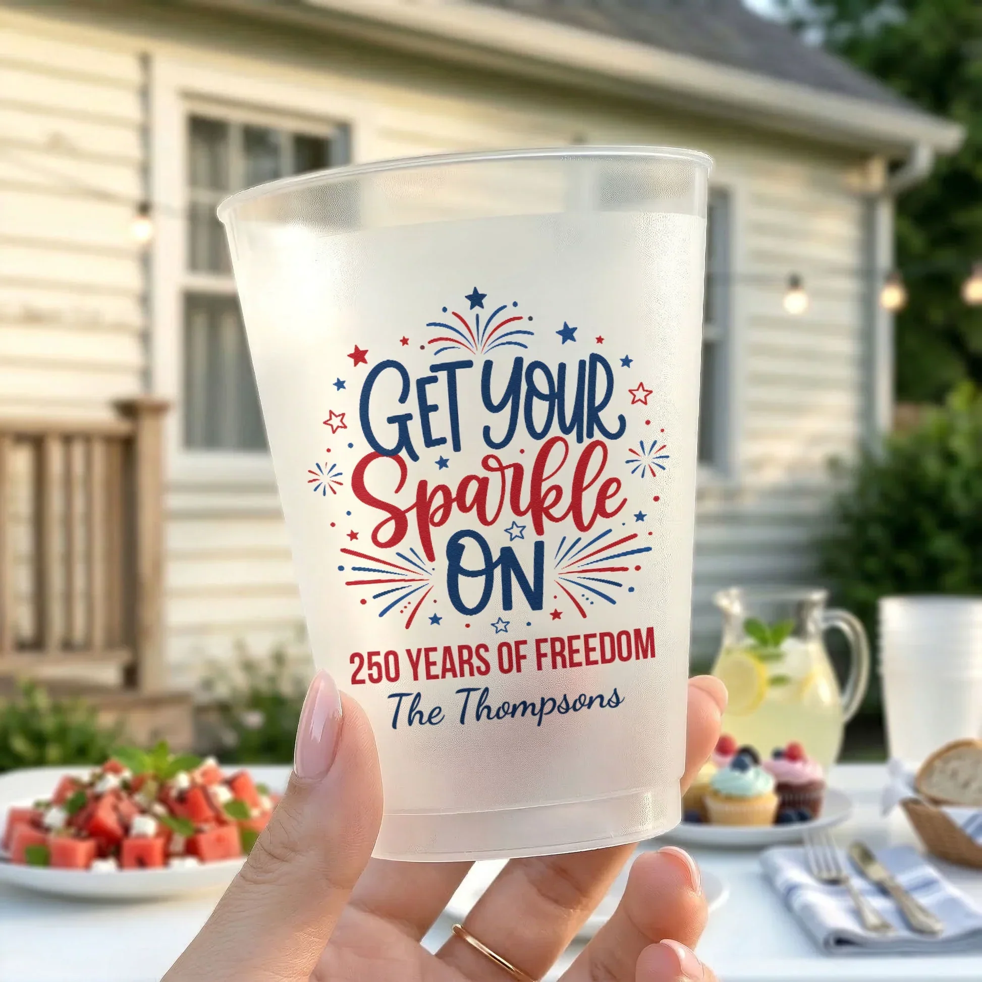 Personalized Let Freedom Ring Frosted Plastic Cup for 4th of July BBQs - Unique Patriotic Gift - Image 3