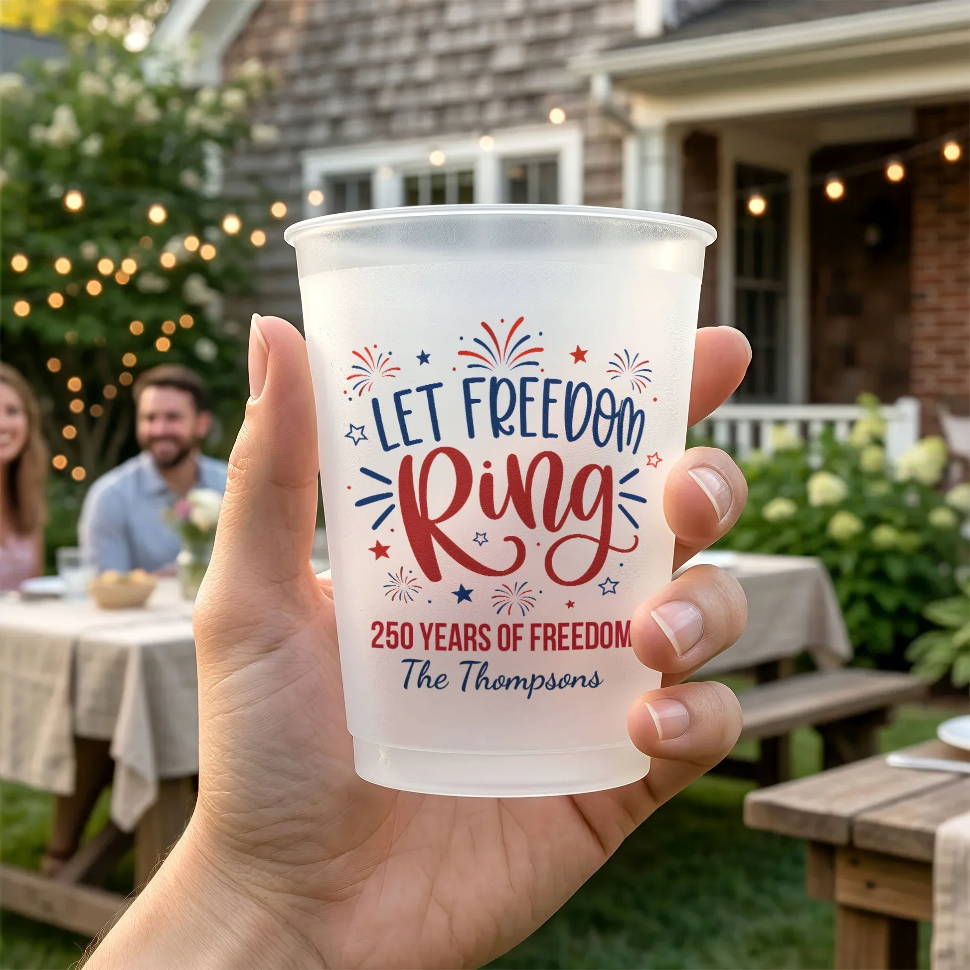 Personalized Let Freedom Ring Frosted Plastic Cup for 4th of July BBQs - Unique Patriotic Gift - Image 5