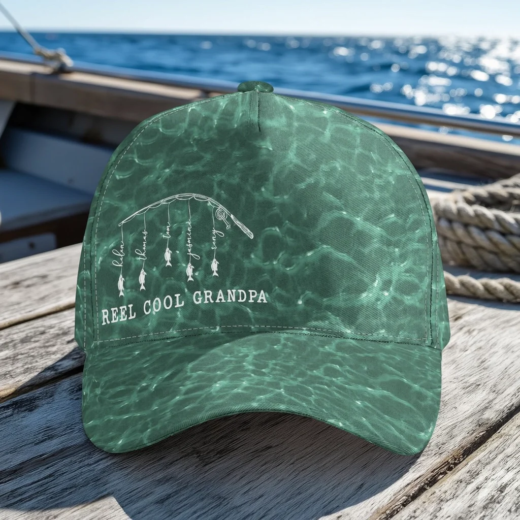 Personalized Reel Cool Grandpa Classic Cap, Fishing Rod Graphic, Unique Gift for Grandpa for Lake Days and Everyday Wear - Image 3