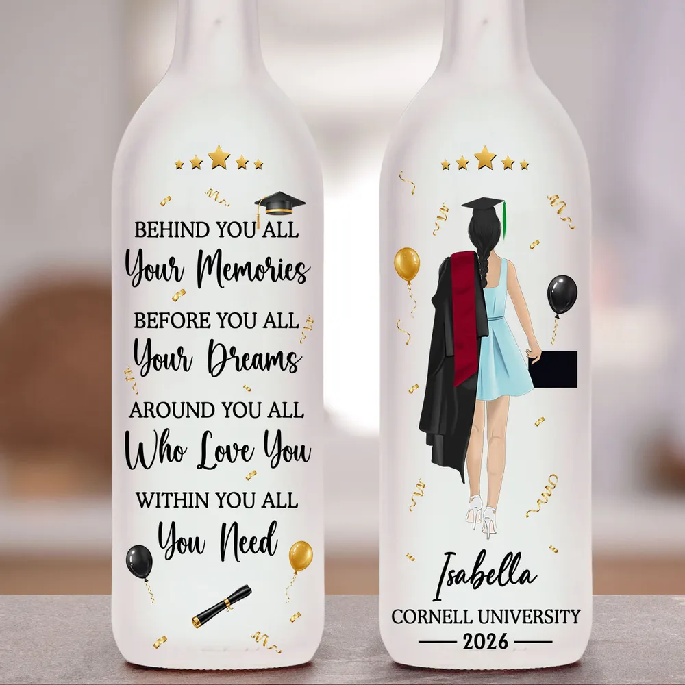 Unique Personalized Bottle Lamp, Standing Graduate Design, Warm Glow Gift for Her Graduation - Image 5