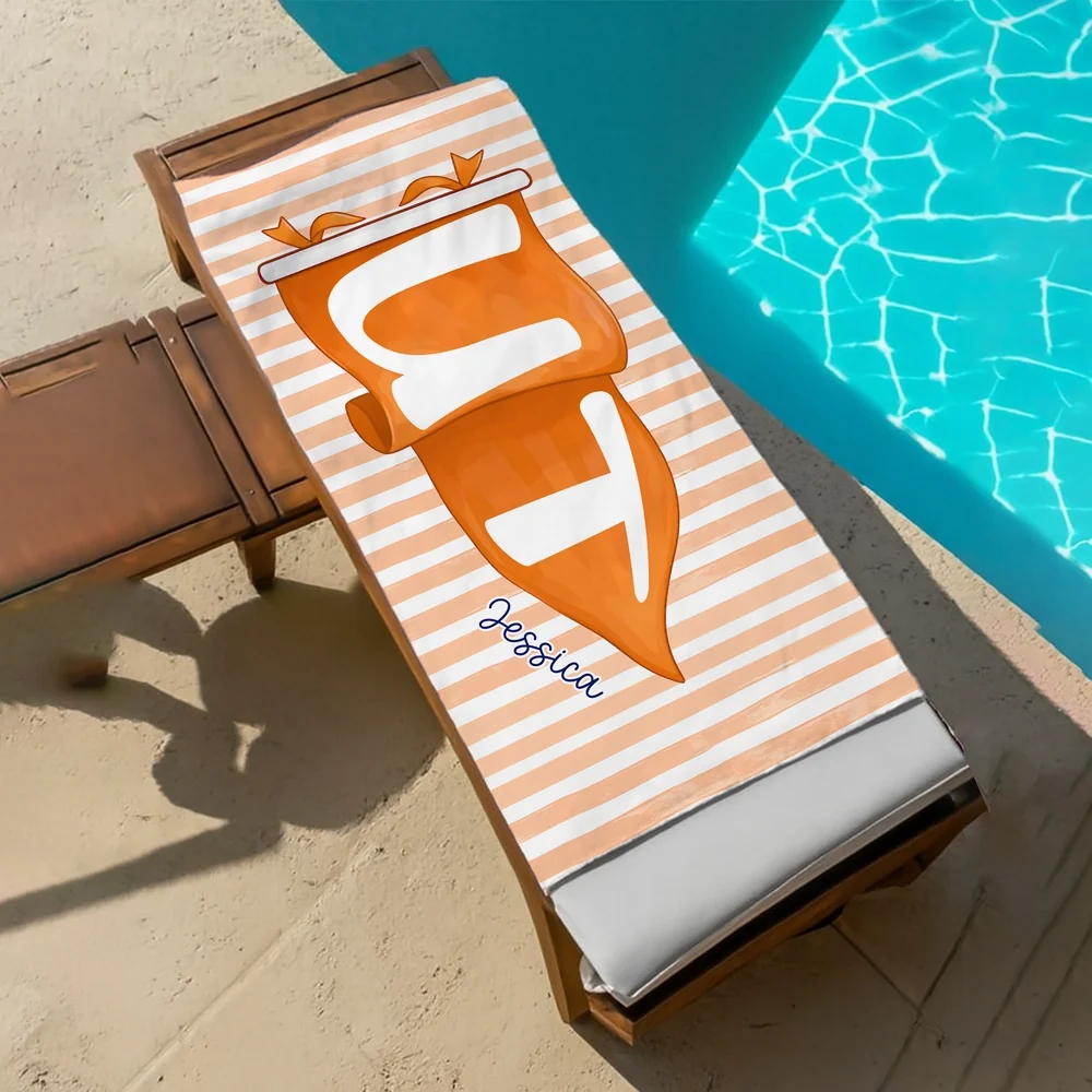 Personalized Beach Towel With Bold Red Pennant Name Design For Poolside Lounging A Unique Gift For Her - Image 3