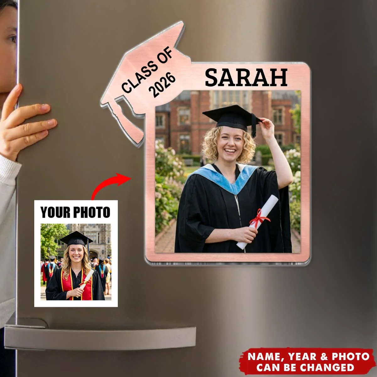 Personalized Acrylic Fridge Magnet, Standing Graduate Photo Keepsake, Unique Gift for Daughter - Image 4