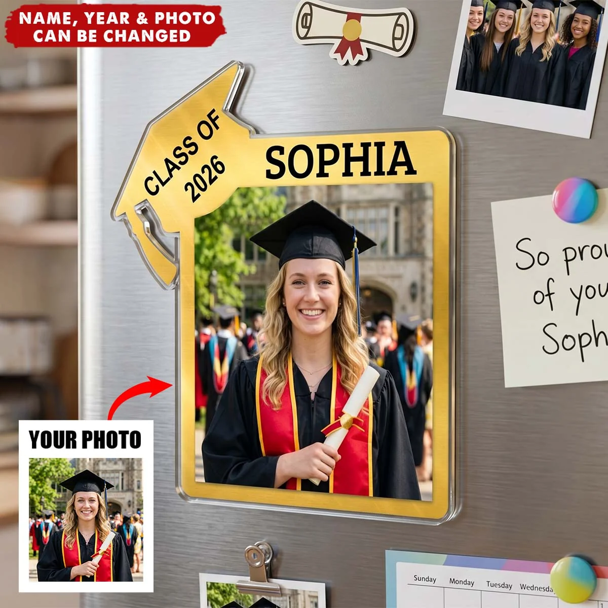 Personalized Acrylic Fridge Magnet, Standing Graduate Photo Keepsake, Unique Gift for Daughter - Image 5