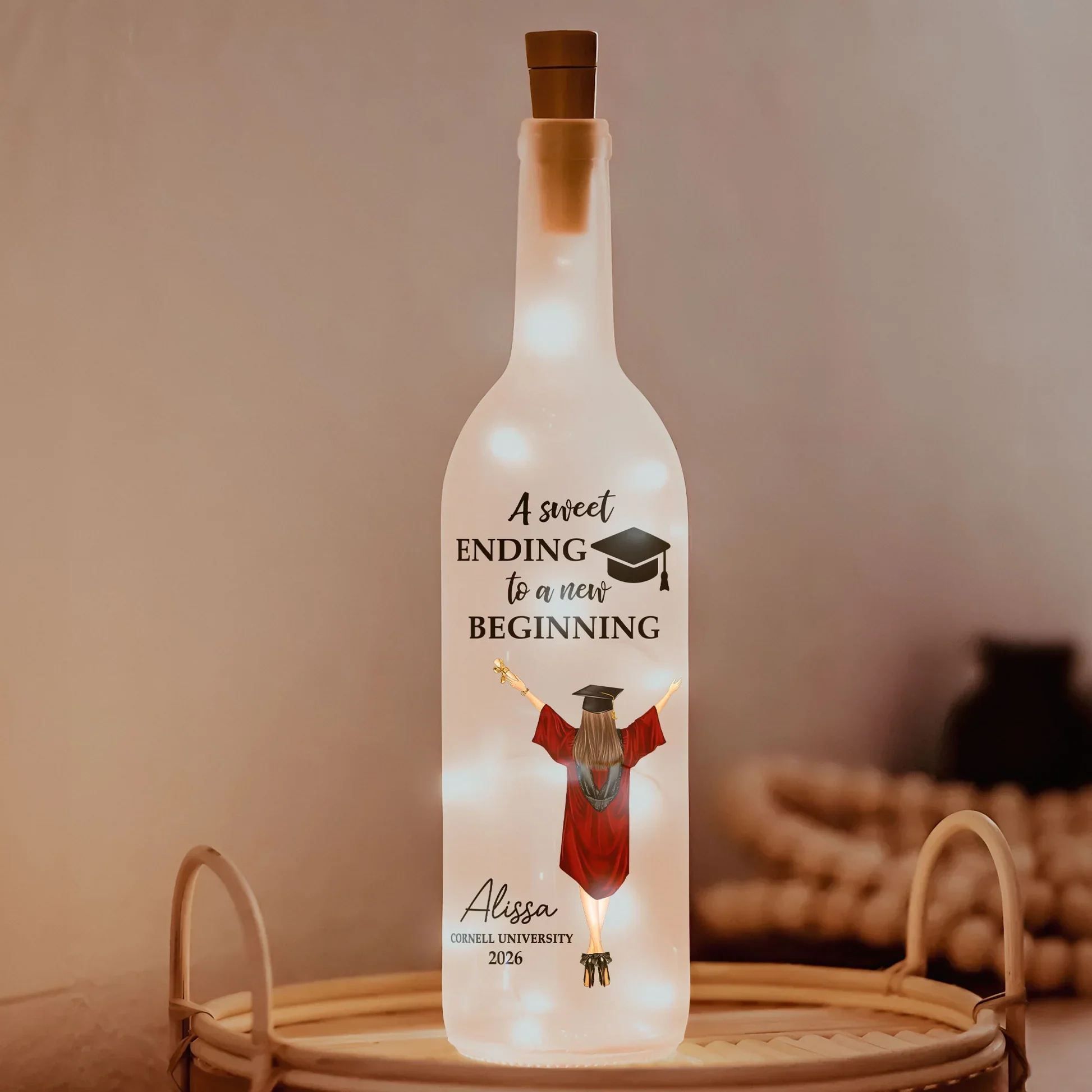 Personalized Graduation Bottle Lamp With Warm Glow, A Sweet Ending to a New Beginning, Unique Gift for Grads - Image 6