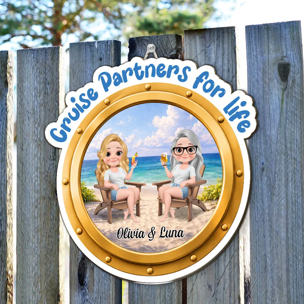 Personalized Wooden Sign, Cruise Partners for Life Beach Couple Scene, Unique Gift for Couples - Image 5