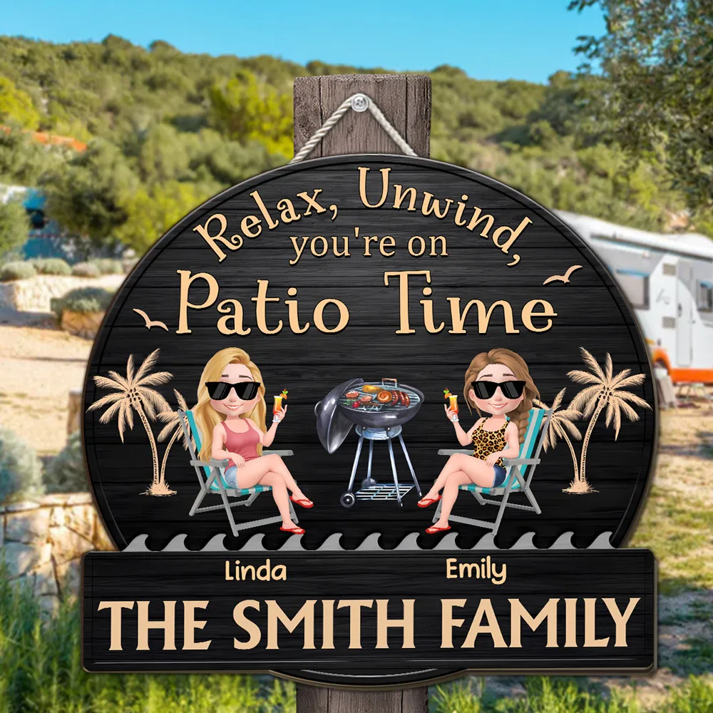 Relax, Unwind Patio Time Wooden Sign, Custom Tropical Grill Decor, Creative Gift for Homeowners - Image 4