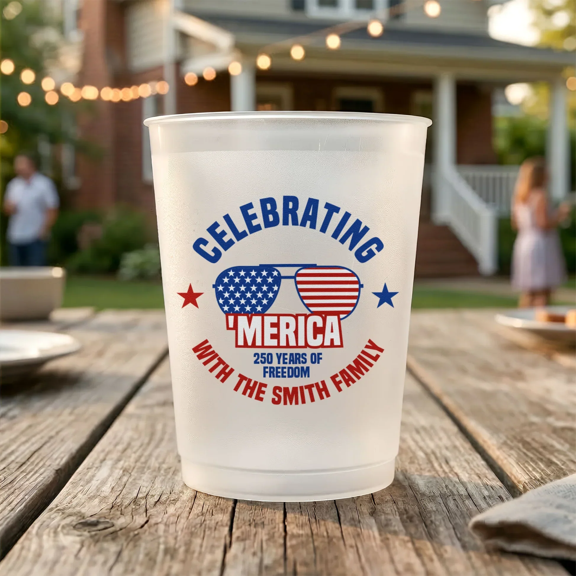 Personalized Frosted Plastic Cup, 'Merica Patriotic BBQ Party, Unique Gift for Family - Image 6