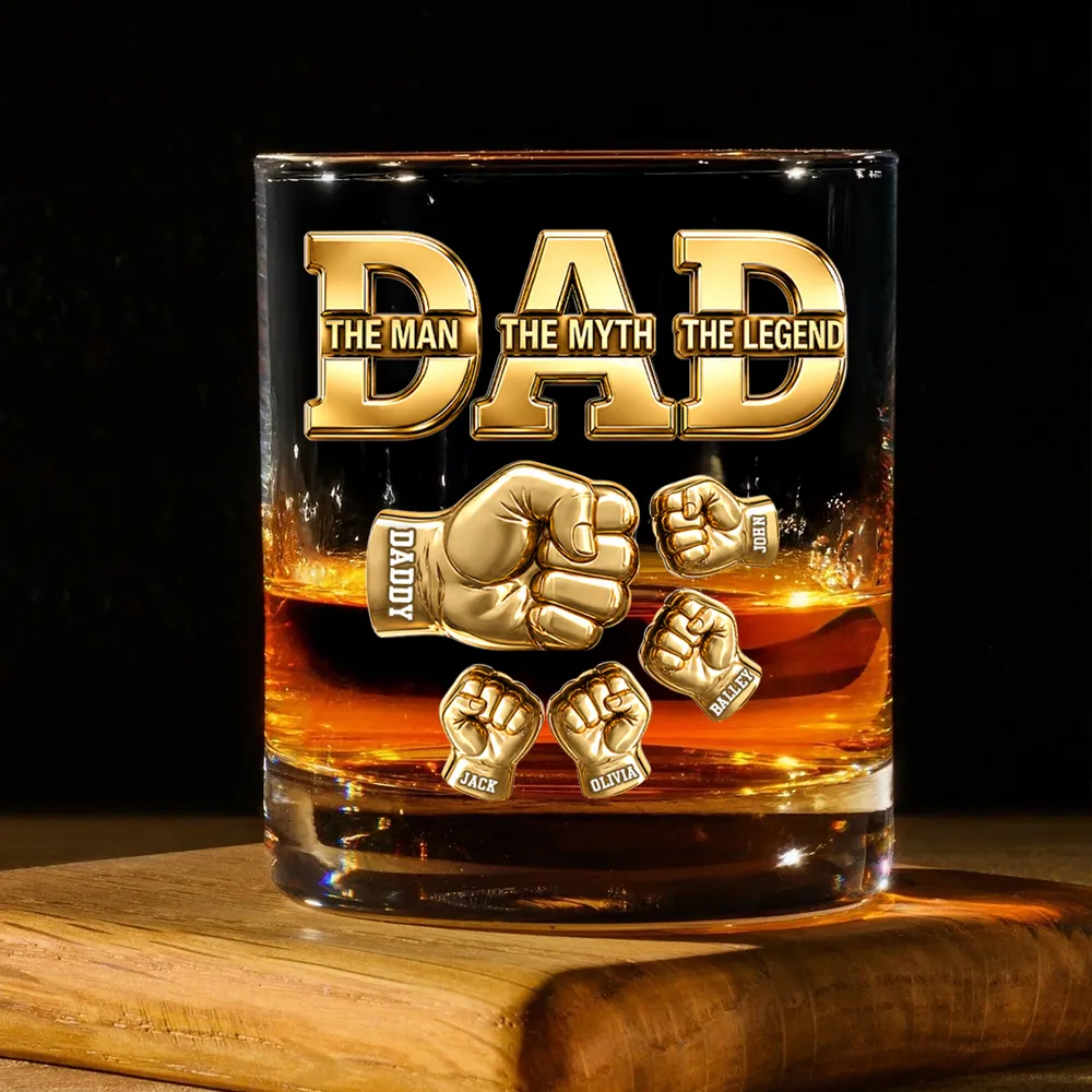 Personalized Whiskey Glass, Patriotic Dad Fist Bump Design, Unique Father's Day Gift for Dad - Image 5